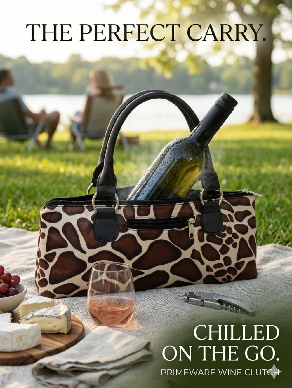 PRIMEWARE 🍷 Wine Clutch in Giraffe Print